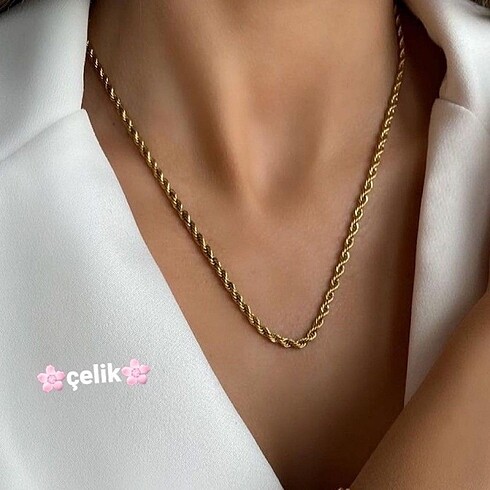GOLD ÇELİK BURGU KOLYE