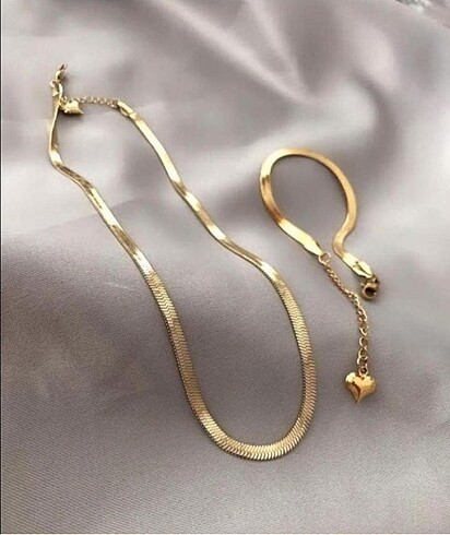 Diğer GOLD YASSI ZİNCİR KOLYE VE BİLEKLİK SET