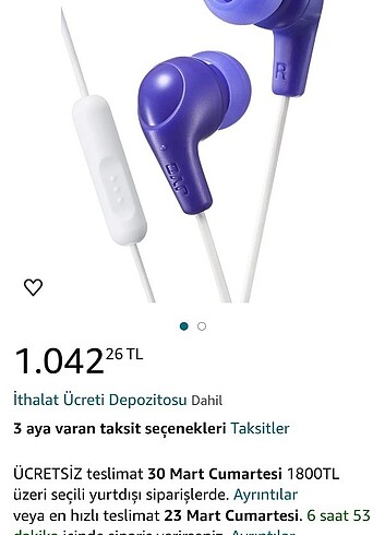 JVC Orijinal Sıfır Kulaklık Mor