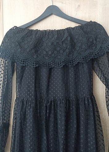 Siyah dantelli elbise  - Görsel 4