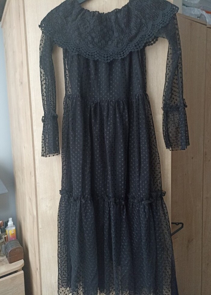 Siyah dantelli elbise  - Görsel 2