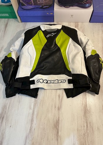 Beyaz Siyah Deri Biker Mont - Görsel 2