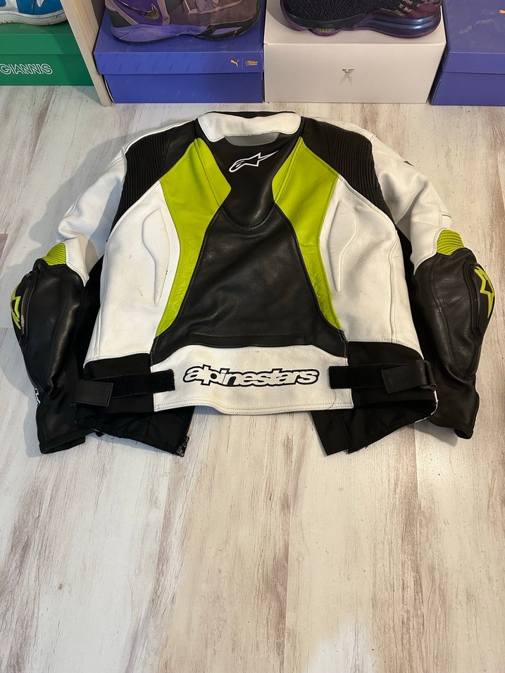 Beyaz Siyah Deri Biker Mont - Görsel 2