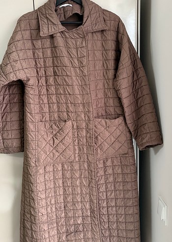 Kemerli Uzun Kadın kapitone Kaban - Görsel 4