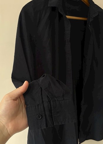 Düğmeli Siyah kadın Gömlek - Görsel 2