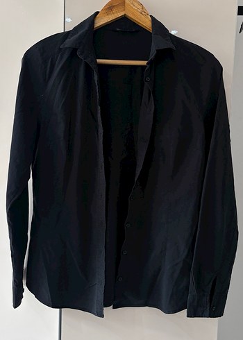 Düğmeli Siyah kadın Gömlek - Görsel 3