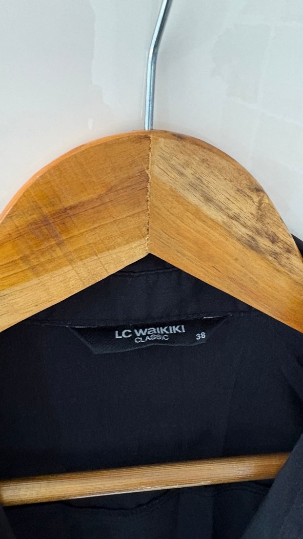 Düğmeli Siyah kadın Gömlek - Görsel 5