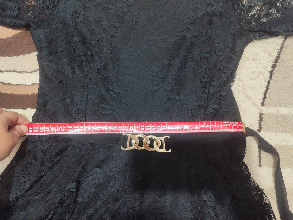 Siyah Dantelli Midi Abiye Elbise - Görsel 4