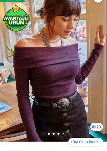 Bordo Kayık Yaka Triko Bluz