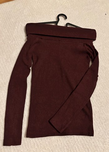 Diğer Bordo Kayık Yaka Triko Bluz