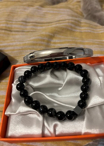 Siyah Boncuklu Minimalist Erkek Bileklik Seti - Görsel 3