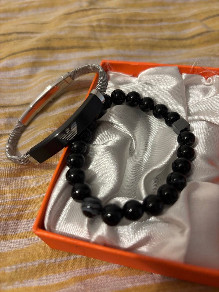 Siyah Boncuklu Minimalist Erkek Bileklik Seti - Görsel 2