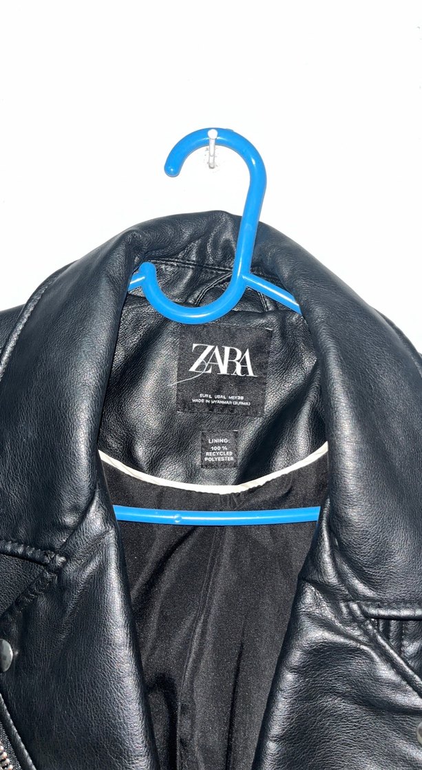 Siyah Deri Biker Ceket Kadın - Görsel 2