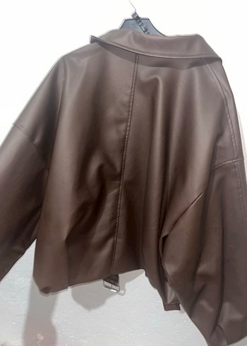 Kahverengi Kemerli Deri Kadın Ceket - Görsel 4