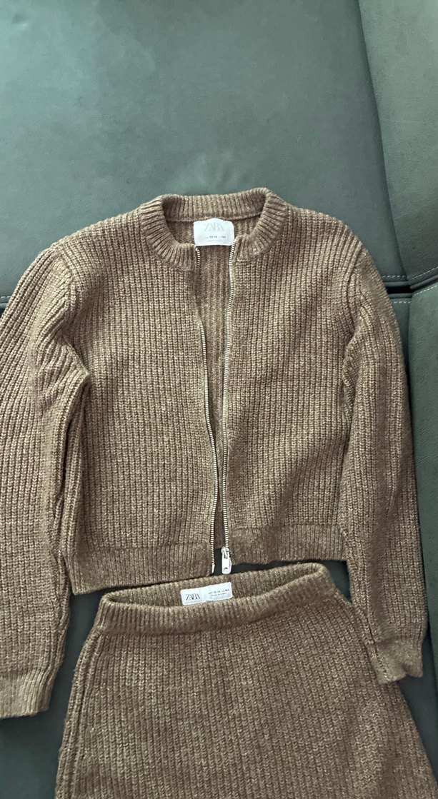 Kahverengi Örgü Kız çocuk Triko Takım 13-14 yaş 164 cm - Görsel 4