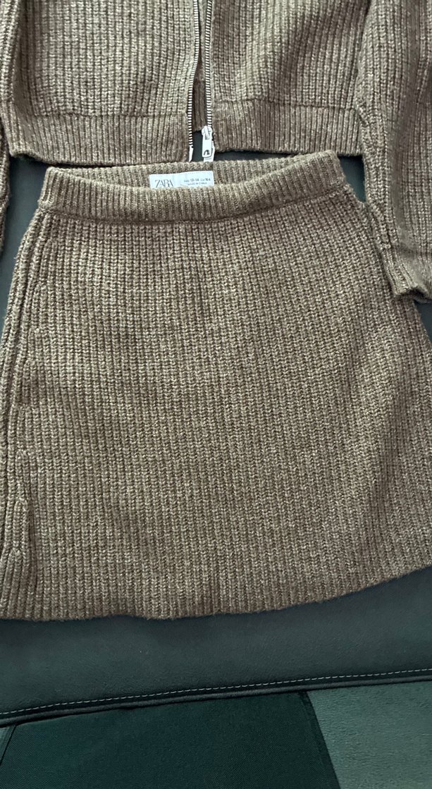 Kahverengi Örgü Kız çocuk Triko Takım 13-14 yaş 164 cm - Görsel 5