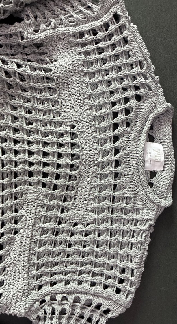 Gri Örgü Strappy Kız çocuk kazak 11-12 yaş 152 cm - Görsel 2