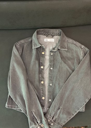 Zara Gri Kadın Denim Ceket - Görsel 3
