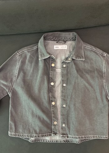 Zara Gri Kadın Denim Ceket - Görsel 2