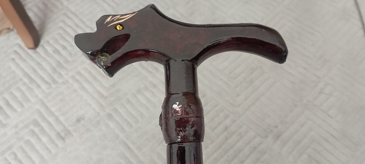 ejderha başlı işlemeli baston - Görsel 4