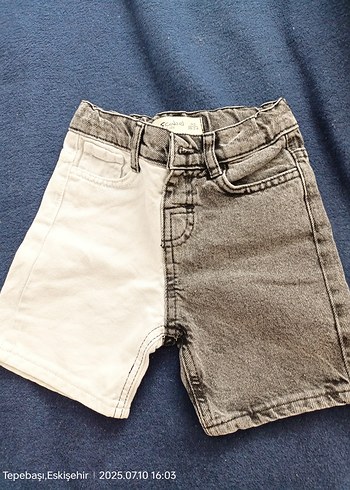 Bağcıklı Gri Batik Desenli Erkek Denim Şort
