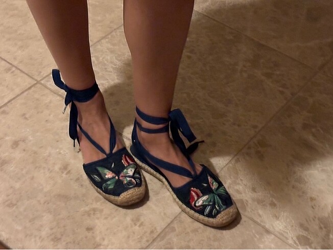 Derimod bilekten bağlı lacivert espadril - Görsel 6