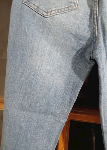 s Beden Mavi Kelebek Detaylı Normal Boy Kadın Kot Pantolon