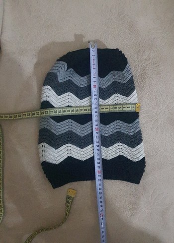 Siyah Gri Örgü Goth Kadın Bere - Görsel 4