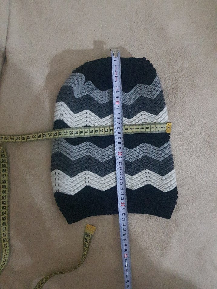 Siyah Gri Örgü Goth Kadın Bere - Görsel 4