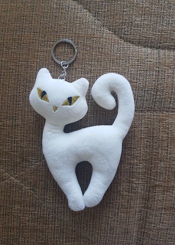 Beyaz Bohem Kedi Anahtarlık