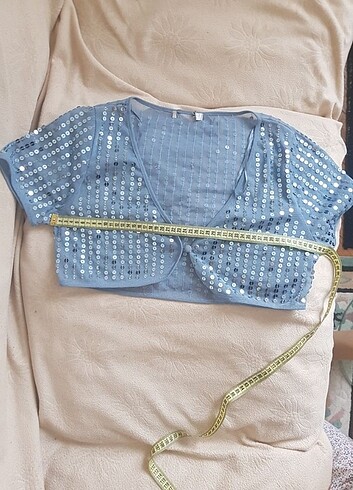 m Beden mavi Renk Y2k Pullu Crop