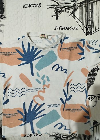 Bohem Çok Renkli erkek çocuk tişört 7-8yaş - Görsel 3