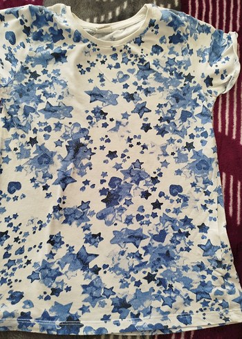 Mavi Batik Desenli Tişört - Görsel 3