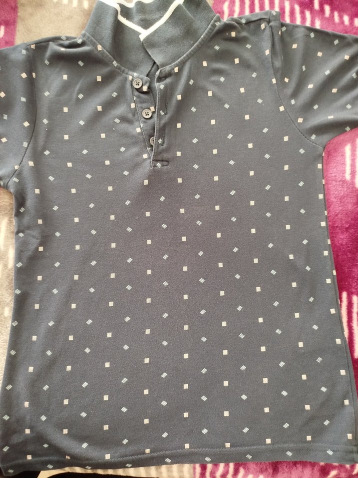 Erkek çocuk koyu lacivert Desenli Polo Yaka Tişört - Görsel 2