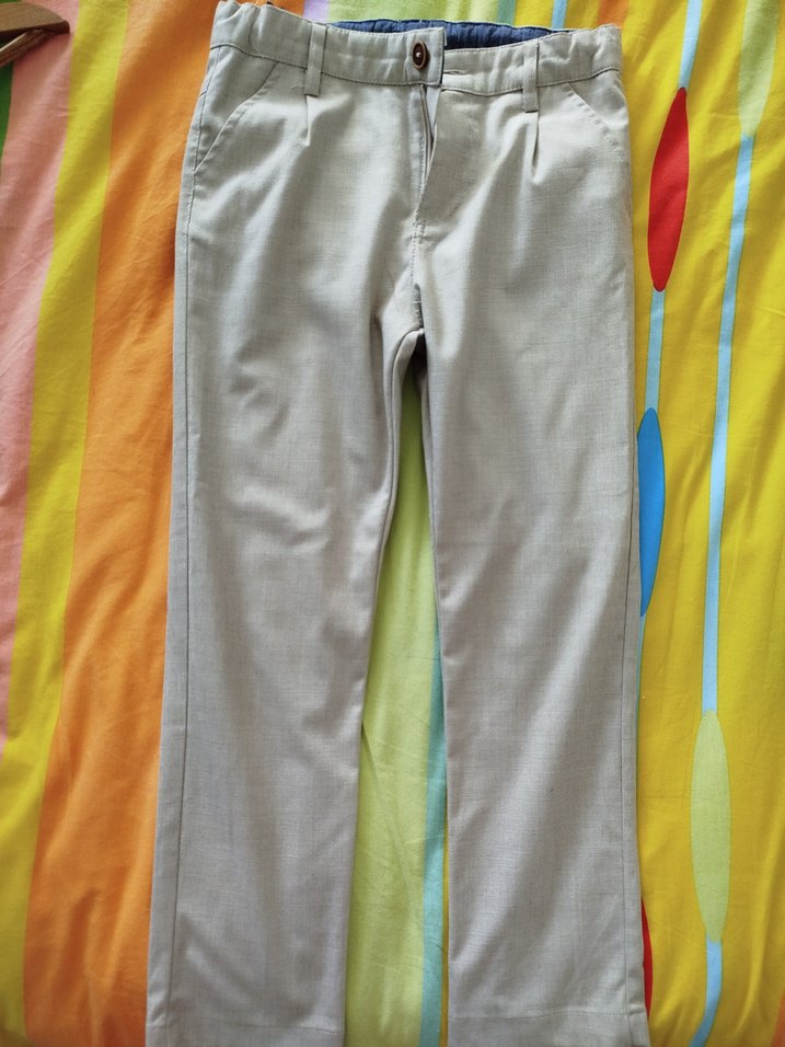 Bej Regular Fit Keten Erkek Pantolon 7_8 yaş - Görsel 4