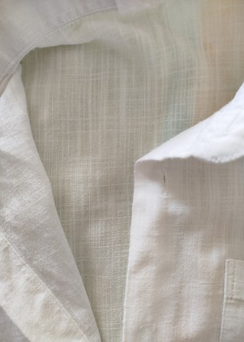 Erkek Beyaz Keten uzun Kollu Gömlek - Görsel 2