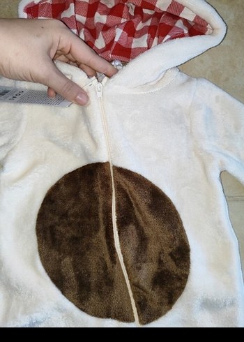 Düğmeli Beyaz Erkek Bebek Kışlık Tulum - Görsel 4