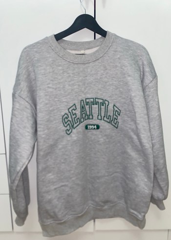 Gri Kadın Sweatshirt Bisiklet Yaka