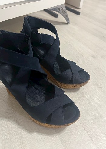 Kadın Lacivert Dolgu Topuklu Sandalet - Görsel 7