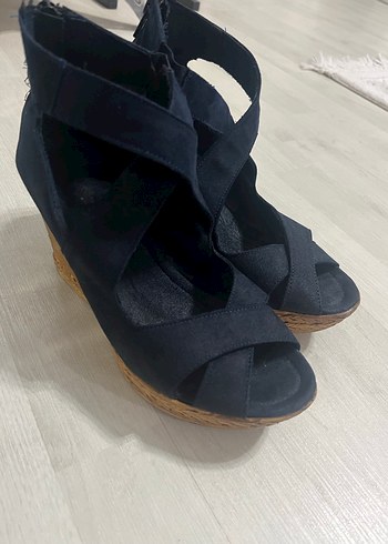 Kadın Lacivert Dolgu Topuklu Sandalet - Görsel 5