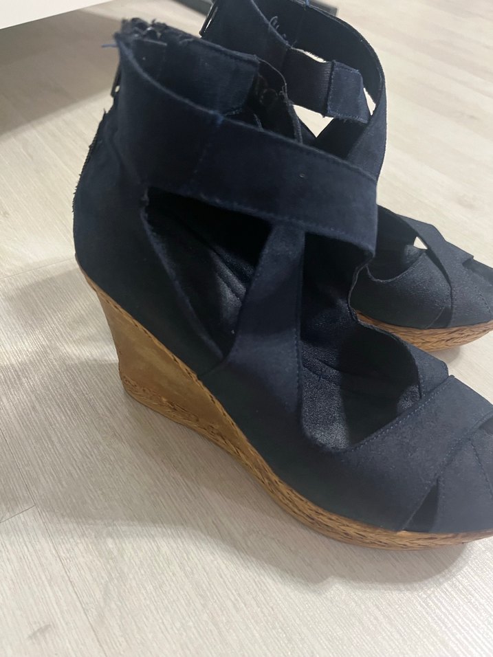 Kadın Lacivert Dolgu Topuklu Sandalet - Görsel 4