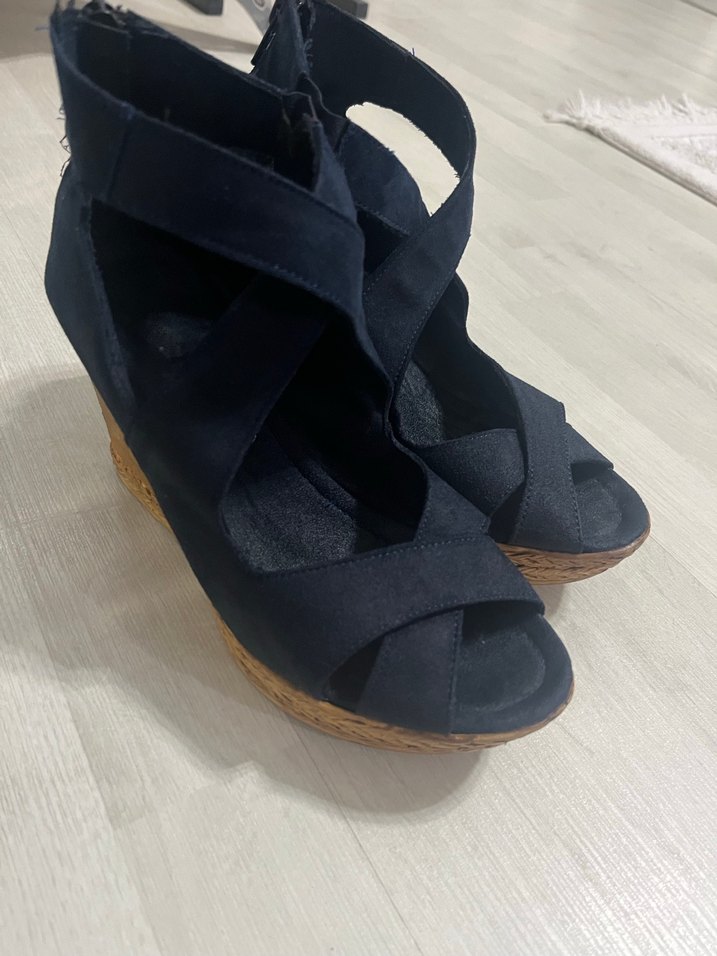 Kadın Lacivert Dolgu Topuklu Sandalet - Görsel 5