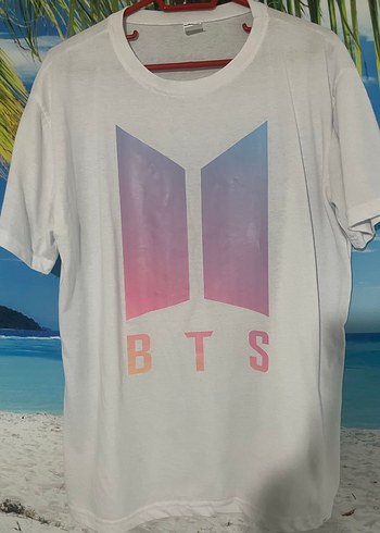 Beyaz BTS Baskılı Tişört - Görsel 2