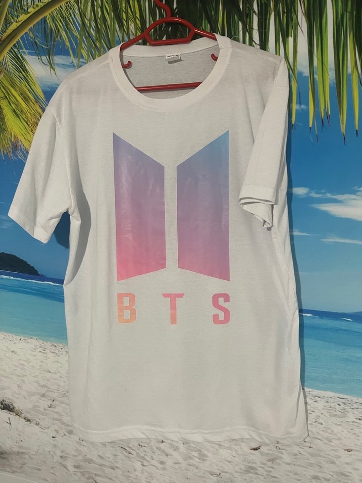 Beyaz BTS Baskılı Tişört - Görsel 4