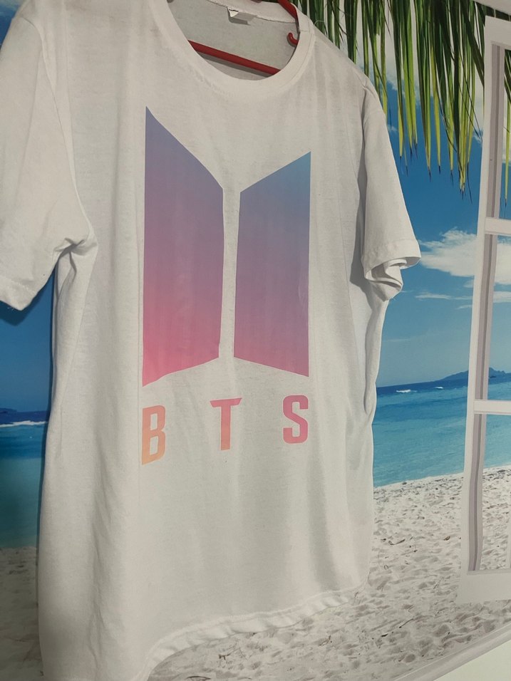 Beyaz BTS Baskılı Tişört - Görsel 3