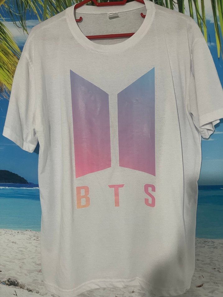 Beyaz BTS Baskılı Tişört - Görsel 2