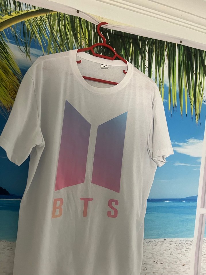 Beyaz BTS Baskılı Tişört - Görsel 5