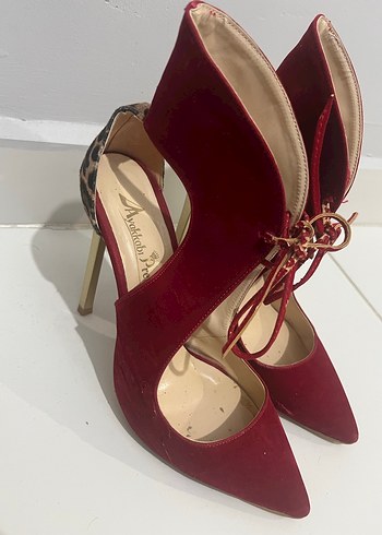 Klasik Kırmızı Süet Stiletto Topuklu Ayakkabı - Görsel 6