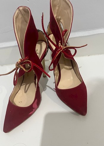 Klasik Kırmızı Süet Stiletto Topuklu Ayakkabı - Görsel 5