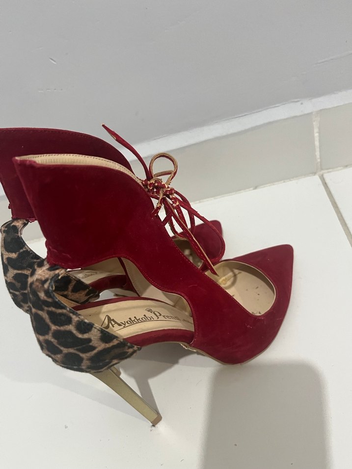 Klasik Kırmızı Süet Stiletto Topuklu Ayakkabı - Görsel 4